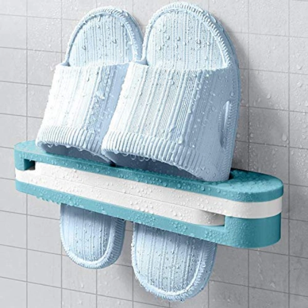 Multifunction Wall Mounted Folding Slippers Rack Shoes Stand Hanger Organizer Useful for Bathroom Towel Rack Holder for Hanging Shelf Adhesive Rack Pack of 1 